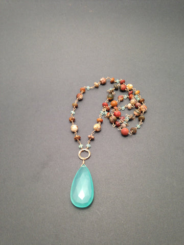 Heaven & Earth - Long Jasper Chain with Chalcedony